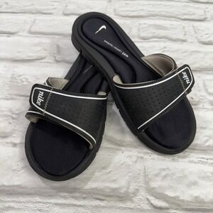 NIKE Women's Black Sandals Sz 6 Comfort Footbed Slides Slip On Shoes Nike Nice!